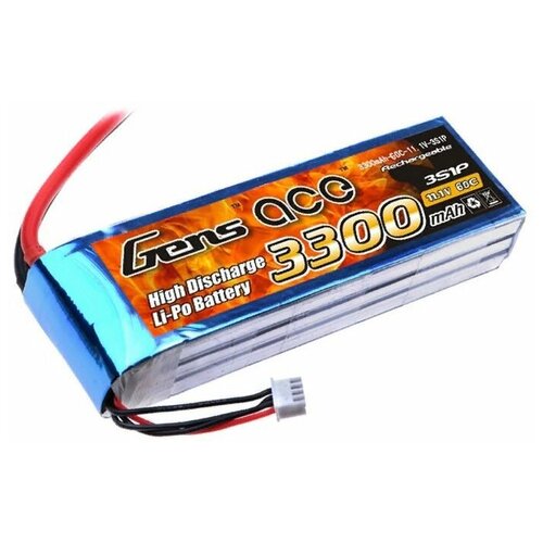 Аккумулятор LiPo GensAce - 11.1В 3300мАч 60C (3S1P, разъём XT90)