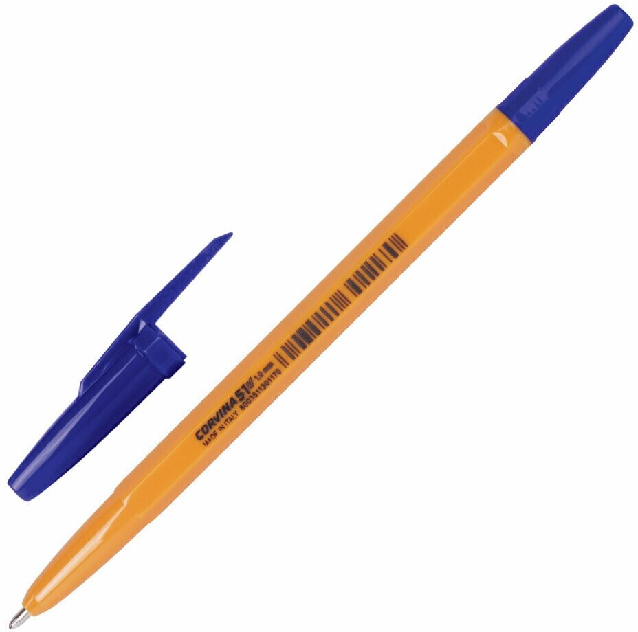 Ручка шариковая CORVINA (Италия) "51 Vintage", синяя, корпус оранжевый, узел 1 мм, линия письма 0,7 мм, 40163/02, 140610