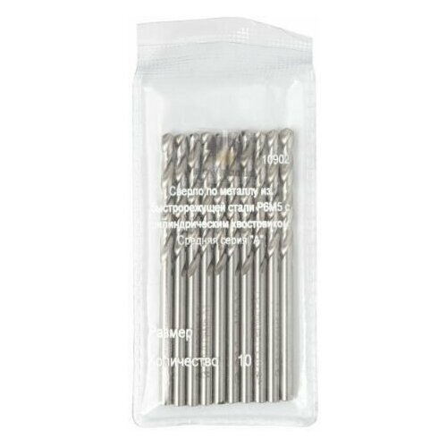 SDW TOOLS Сверло по металлу 3.5мм цилиндрический хвостовик вышлифованное Класс А1 Р6М5 (упаковка 10шт) dc00322