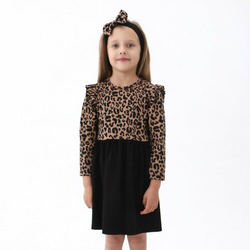 фото Платье для девочки, цвет леопард/чёрный, рост 122см bebus