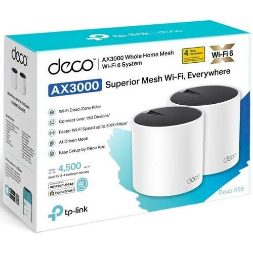 Бесшовный Mesh роутер TP-Link Deco X55 белый (deco x55(2-pack))