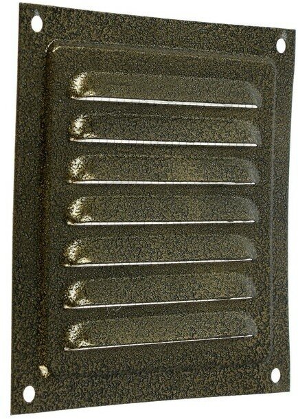 Решетка вентиляционная ZEIN Люкс РМ1212З, 125 х 125 мм, с сеткой, металлическая, золотая