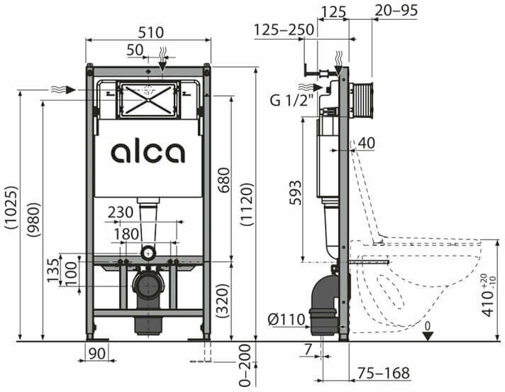 Комплект Alcaplast Set 4в1 для установки унитаза с шумоизоляцией с панелью смыва белой, AM101/1120+M670-0001 - фотография № 6