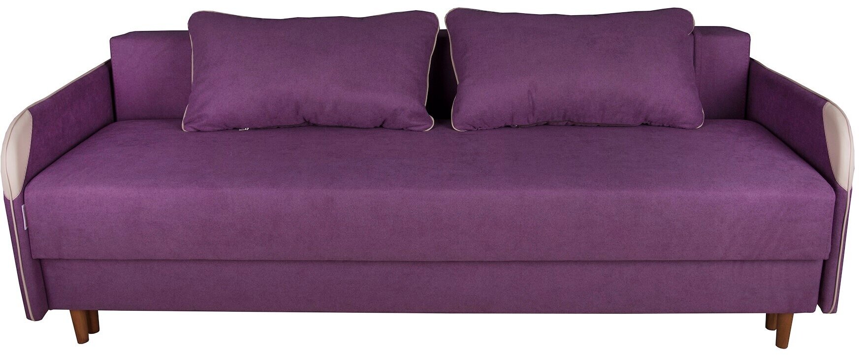 Диван еврокнижка «Журавлик Плюс», , фиолетовый велюр, 203*82*50 см, с подлокотниками для гостиной