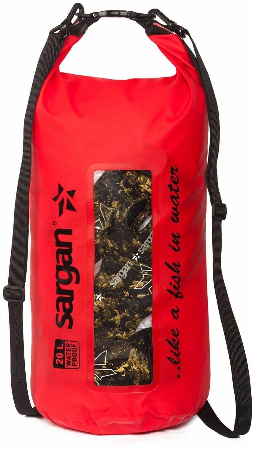 Влагозашитный рюкзак/гермомешок/герморюкзак/гермосумка/ непромокаемая сумка с лямками SARGAN ОКО 20 литров красный