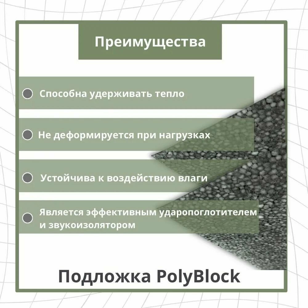 Подложка под ламинат 3мм листовая (75 х 50 см)/(7,5 м2 в уп.) и паркетную доску / звукоизоляционная StP PolyBlock EPP