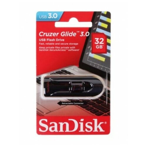 Флеш Диск Sandisk 32Gb Cruzer Glide SDCZ600-032G-G35 USB3.0 черный флешка sandisk cruzer glide 3 0 32gb черный
