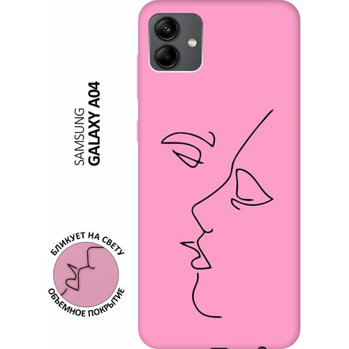 Матовый чехол Faces для Samsung Galaxy A04 / Самсунг А04 с 3D эффектом розовый матовый чехол coffee cardiogram для samsung galaxy a04 самсунг а04 с 3d эффектом мятный