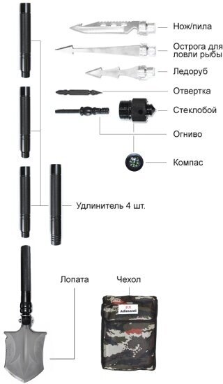 Лопата многофункциональная Adimanti HK002, 130 см