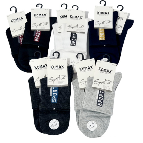 Мужские носки KOMAX, 5 пар, классические, быстросохнущие, воздухопроницаемые, размер 42-48, синий, серый
