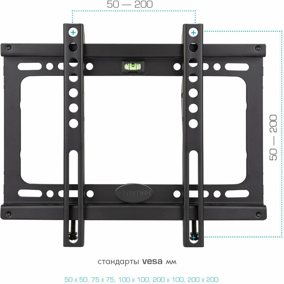 Кронштейн для телевизора на стену / крепление фиксированное Kromax IDEAL-5 / до 47 дюймов / vesa 200x200