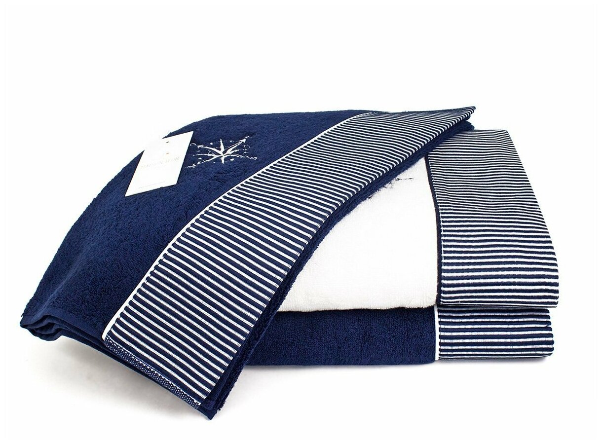 фото Полотенца махровые Marin Cizgili Maison dor (синий), Полотенце 50x100