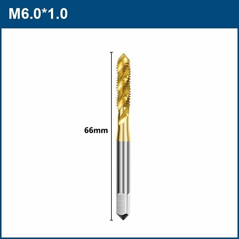 Метчик машинный XCAN HSS M6х10 с винтовой канавкой титановое покрытие