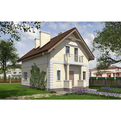 Одноэтажный дом с мансардой (107 м2, 13м x 8м) Rg5324