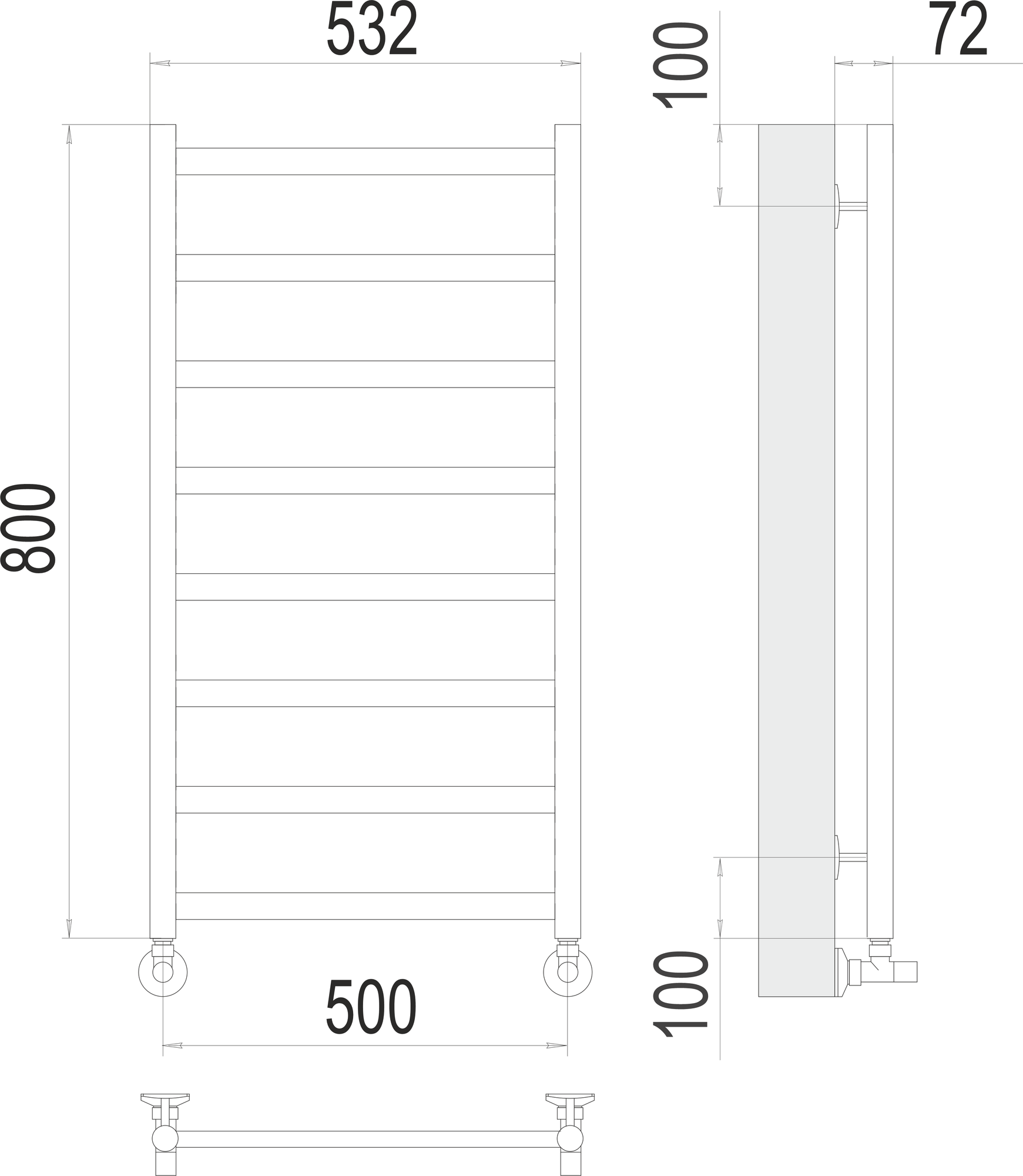 Полотенцесушитель водяной Terminus Econom Аврора П8 500x800 - фото №11