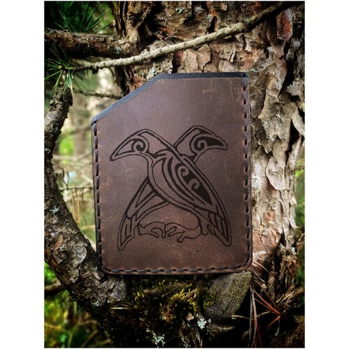 фото Кошелек для карт натуральная кожа ручная работа вороны одина v.l.s.