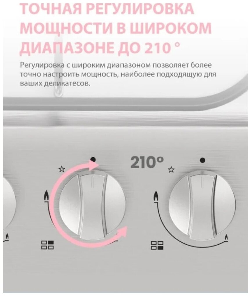 Поверхность газовая COMFEE CGH610X нерж. сталь - фотография № 5