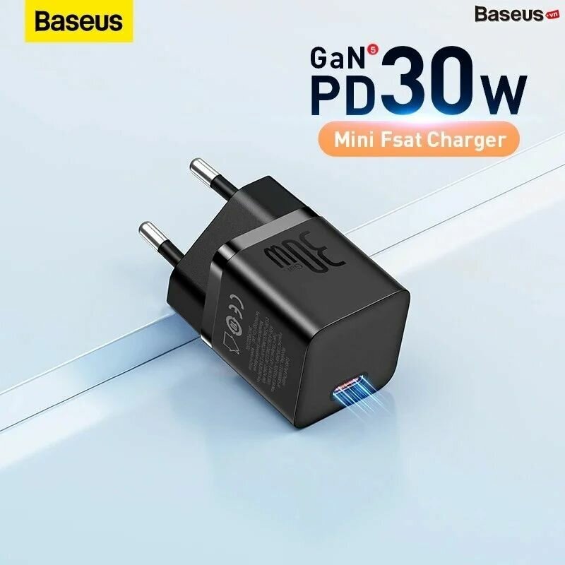 Зарядное устройство сетевое Baseus Super Si Pro Quick Charger USB-C, USB-A 30W Black - фото №14