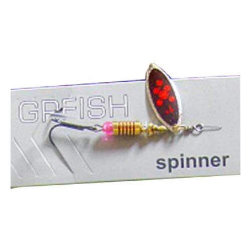 GRFish, Блесна Long Spinner, #0, 3г, Silver/Black/Red