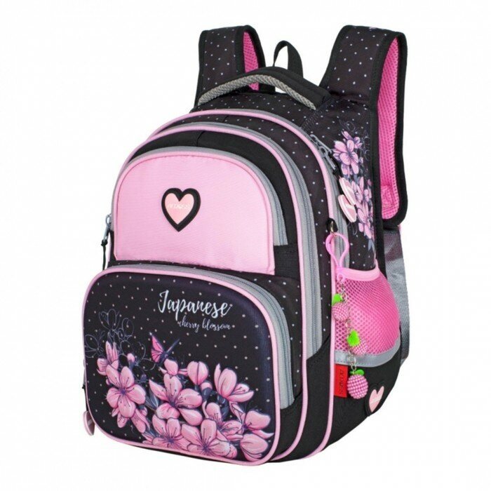 Рюкзак школьный 40 х 33 х 15 см, эргономичная спинка, Across 548, чёрный/розовый ACR23-548-3
