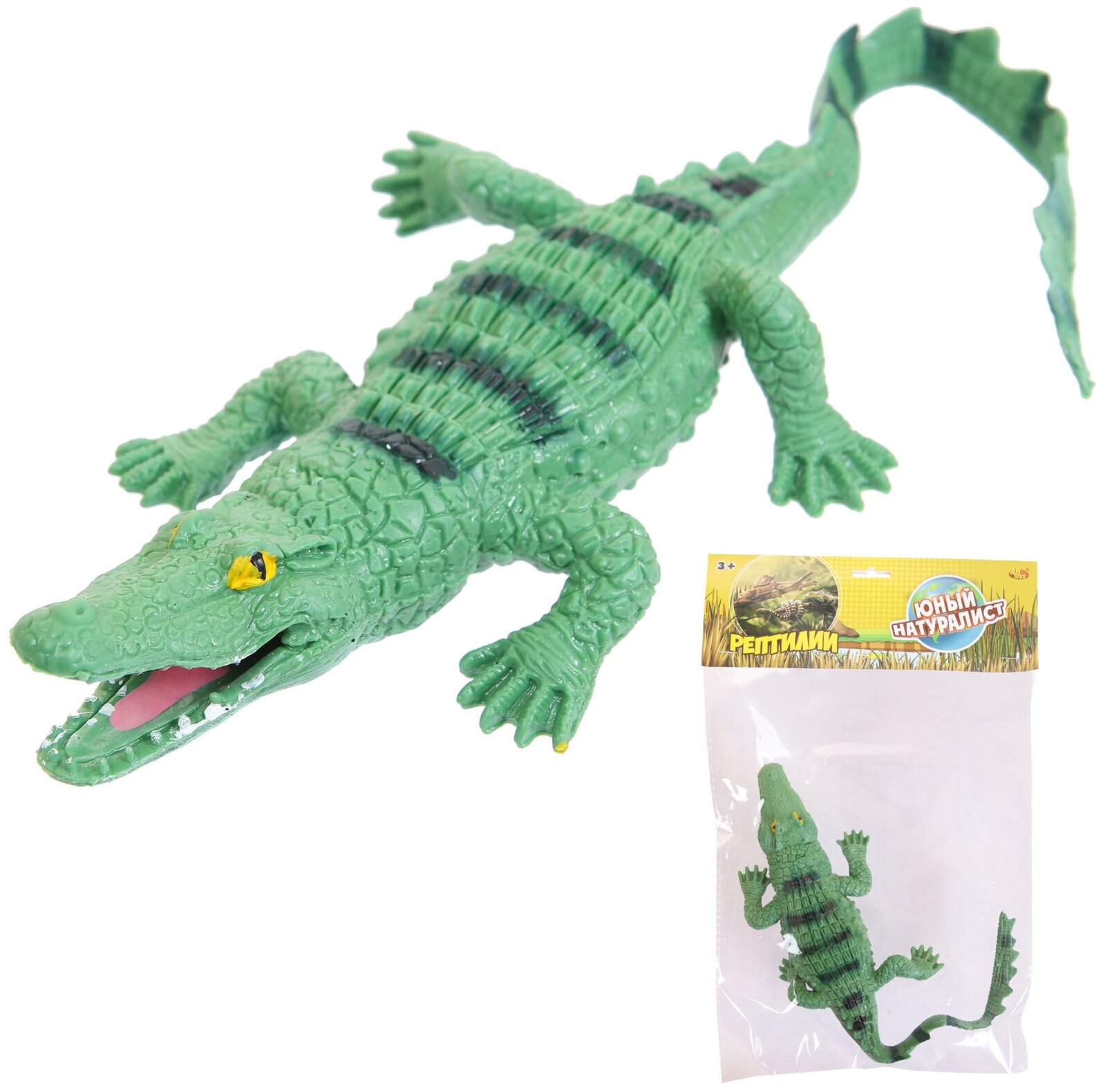 Фигурка Abtoys Юный натуралист Рептилии Крокодил (зеленый), термопластичная резина