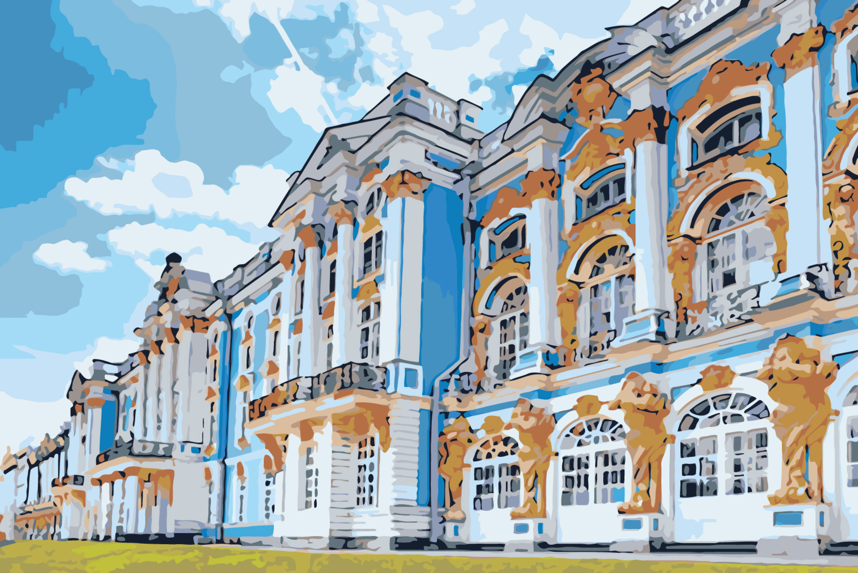 Картина по номерам Большой Екатерининский дворец на стену