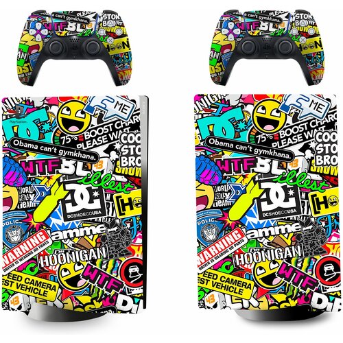 игровая консоль sony playstation 5 digital edition геймпад белый Набор наклеек Sticker bombing на игровую консоль Sony PlayStation 5 Digital Edition защитная