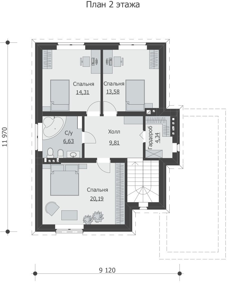Проект - Проект индивидуального двухэтажного жилого дома Rg5733 - фотография № 6