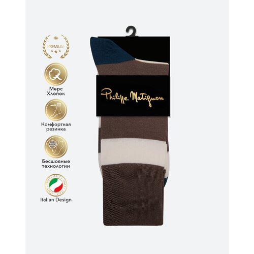 Мужские носки Philippe Matignon, 1 пара, размер 45-47 (29-31), коричневый