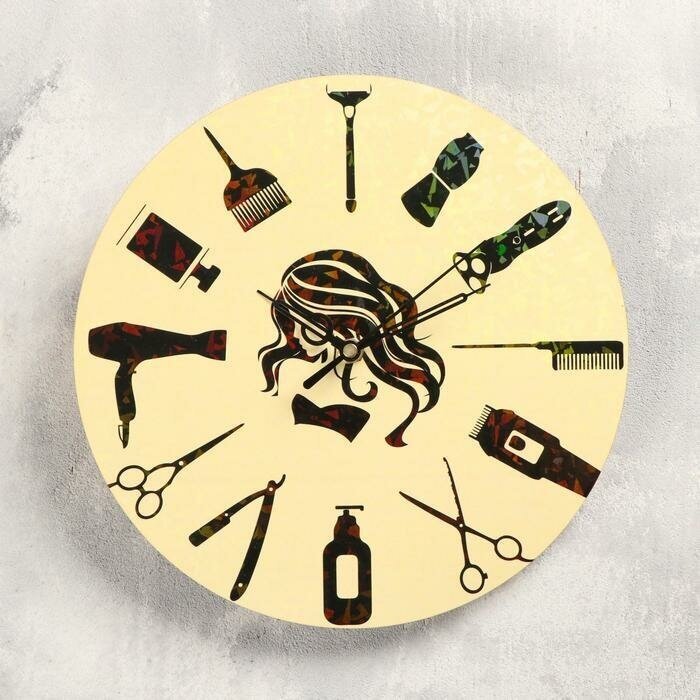 Часы настенные "Для парикмаxерской", d-23,5, плавный xод, стрелки