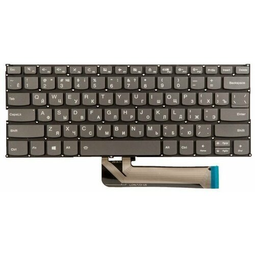 Клавиатура для ноутбука Lenovo Yoga 530-14IKB, 530-14IKB, 730-13IKB, 730-13IWL, 730-15IKB, 730-15IWL серые кнопки с подсветкой клавиатура для ноутбука lenovo yoga 730 13ikb черная с подсветкой