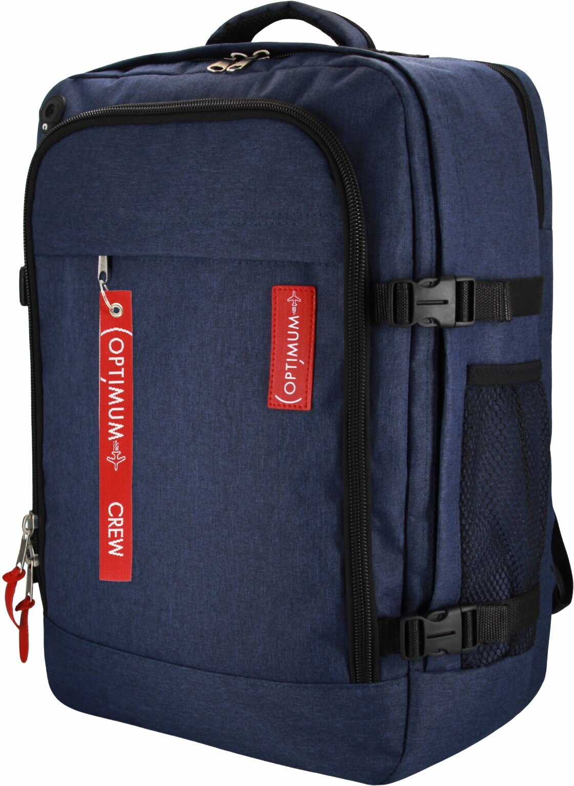 Сумка дорожная сумка-рюкзак Optimum, 44 л, 55х40х20 см, ручная кладь, отделение для ноутбука, фиксирующие ремни, водонепроницаемая, синий - фотография № 5