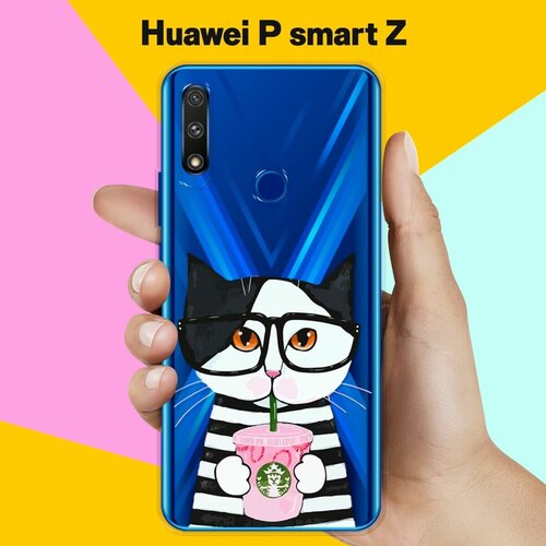 Силиконовый чехол Кот в очках на Huawei P smart Z