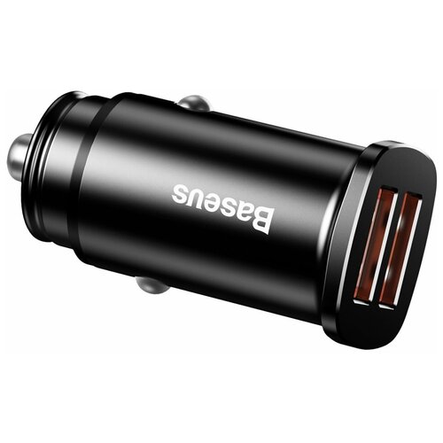    Baseus Square metal A+A 30W Dual QC3.0 Quick Car Charger(QC3.0 SCP AFC) Black