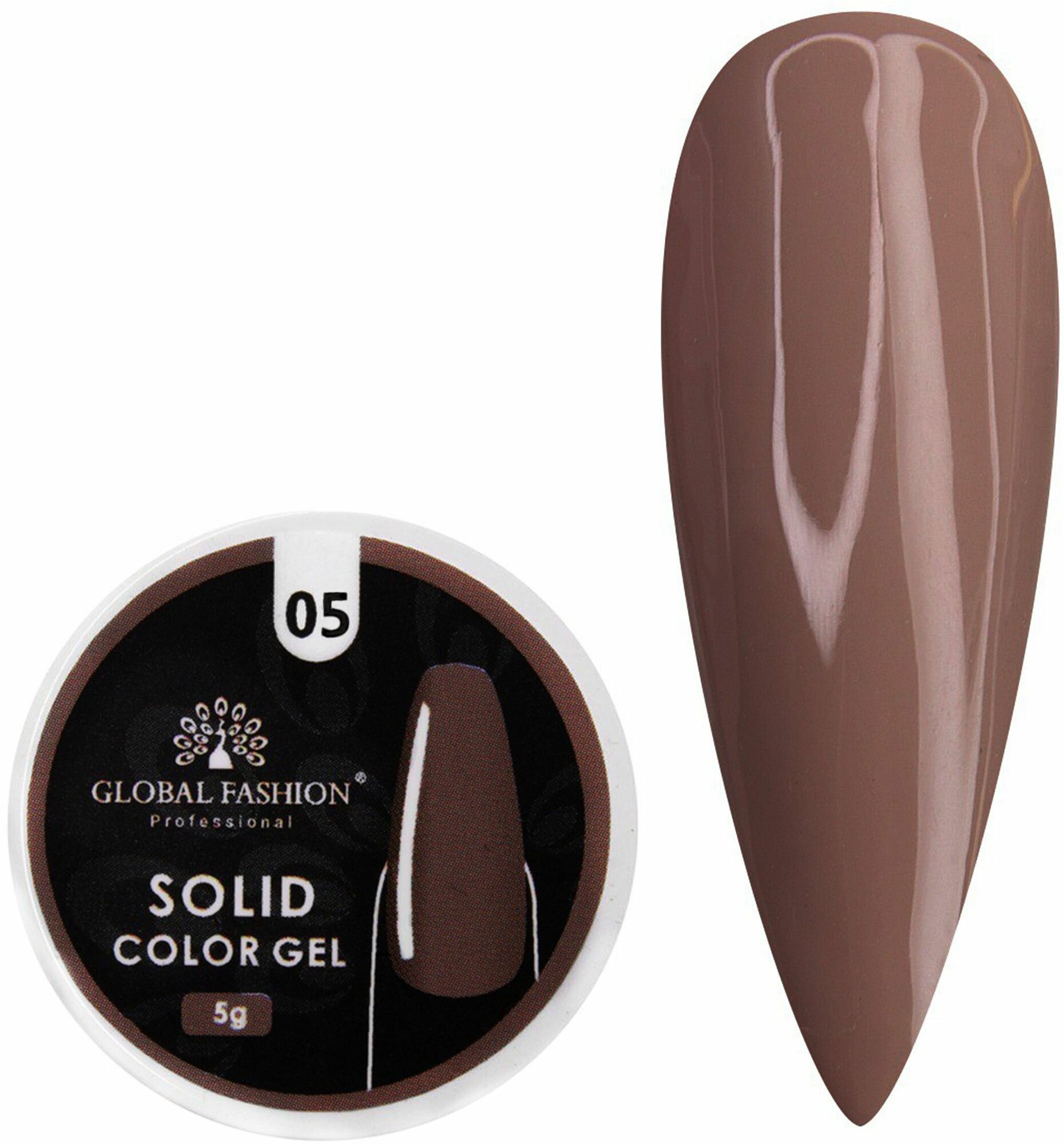Global Fashion Гель-краска повышенной плотности для рисования и дизайна ногтей, Solid color gel, 5 гр / 05