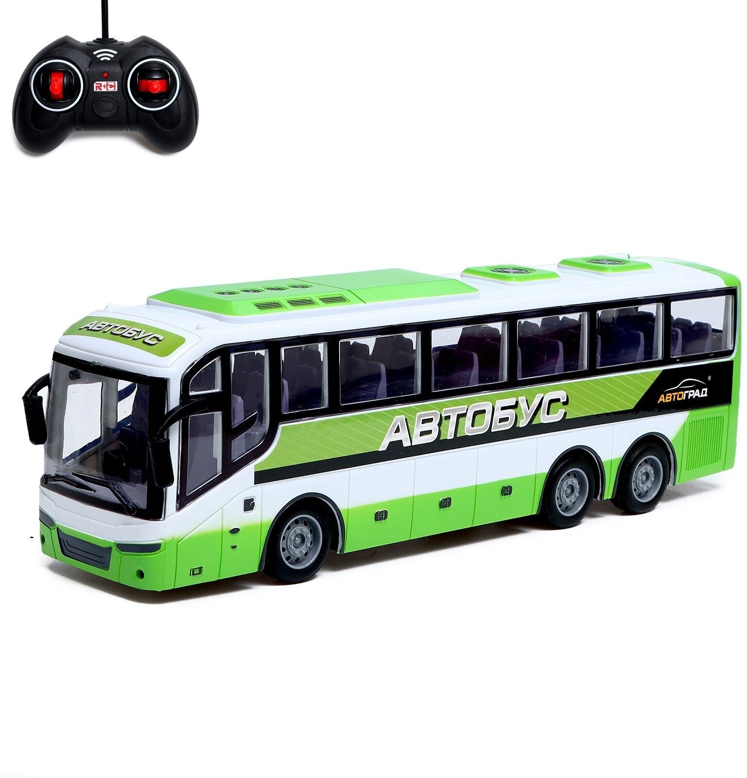 Автоград Автобус радиоуправляемый "Междугородний", 1:30, работает от батареек, цвет белый 7753083