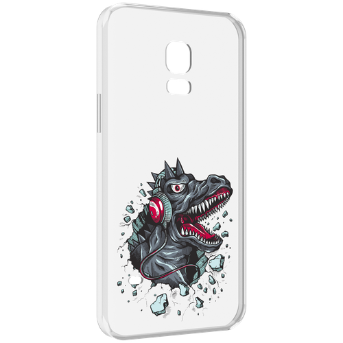 Чехол MyPads Нарисованный динозавр в наушниках для Samsung Galaxy S5 mini задняя-панель-накладка-бампер