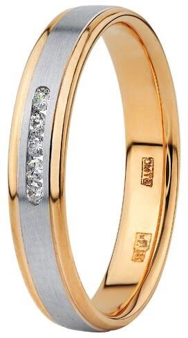 Кольцо обручальное Юверос, комбинированное золото, 585 проба, бриллиант