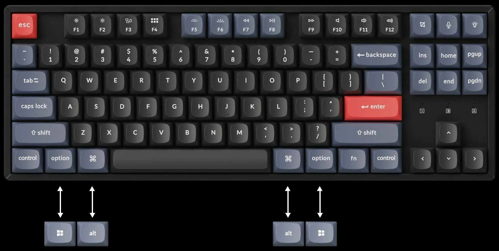 Клавиатура Keychron K8P-J1 Gateron G pro Mechanical Red Switch RGB