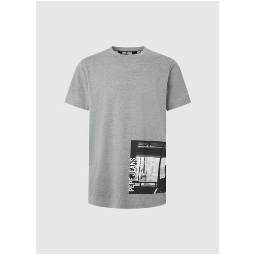 футболка для мужчин, Pepe Jeans London, модель: PM508523, цвет: серый, размер: 52(XL)