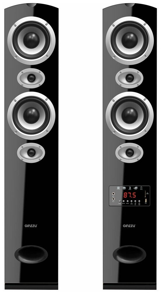 Колонка Ginzzu GM-328, Акустическая система 2.0 (2x100W/38Hz - 21kHz/BT/USB/SD/FM/AUX/ДУ)темный орех