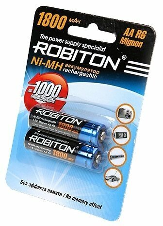 Аккумулятор Ni-Mh 1800 мА·ч ROBITON AA R6 Mignon 1800, 2 шт.