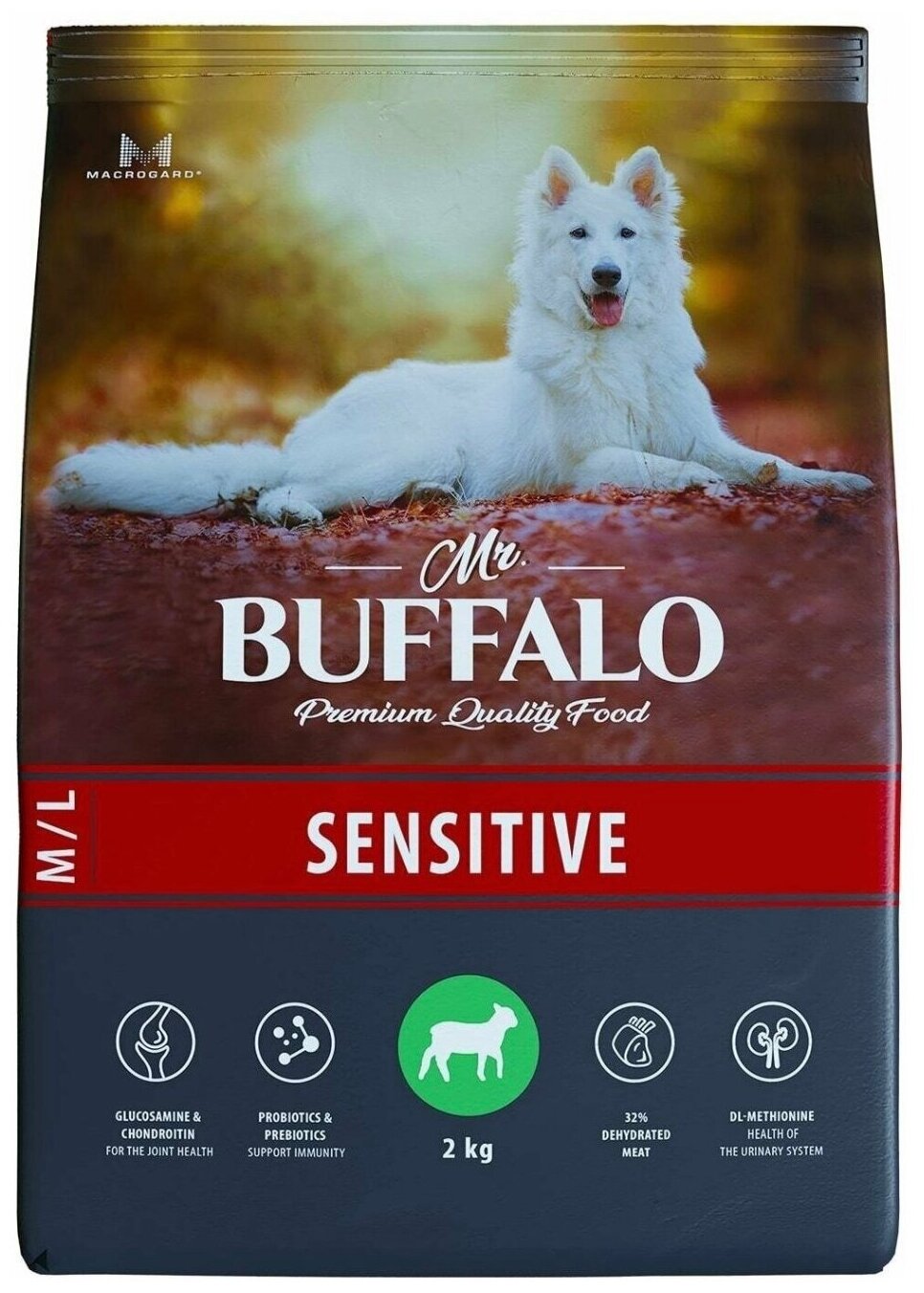 Баффало Mr.Buffalo Sensitive 2кг с ягненком чувст. пищев. сухой д/собак сред. и круп. пород (078885)