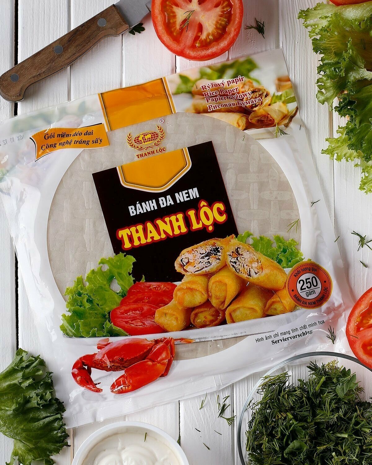 Рисовая бумага круглая для спринг роллов и нэм, 22 см х 30 листов, Thanh Loc Вьетнам, 250 г - фотография № 3