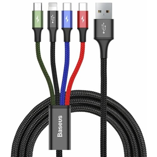 Кабель для зарядки Baseus Rapid Series 4-in-1 USB to Micro USBType-C2Lightning 35A 12M Четыре цвета 2554₽