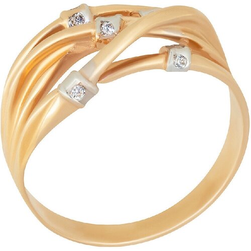 Кольцо РОСТЗОЛОТО, красное золото, 585 проба, циркон, размер 19, золотой, красный