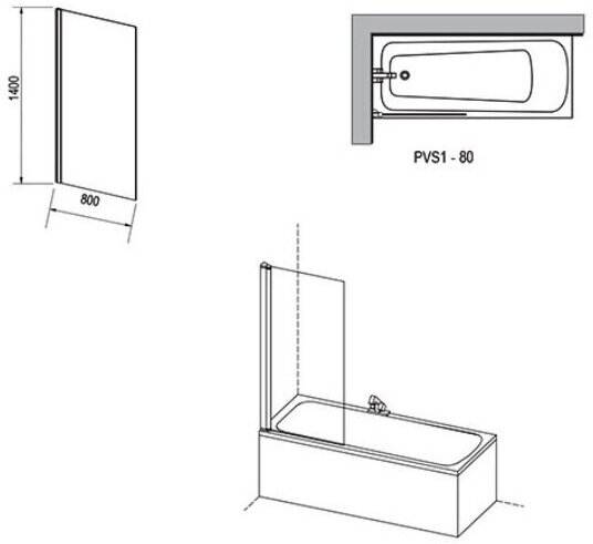 Pivot PVS1-80 79840U00Z1 Экран для ванны (сатин, 140х80 см) Ravak - фото №10