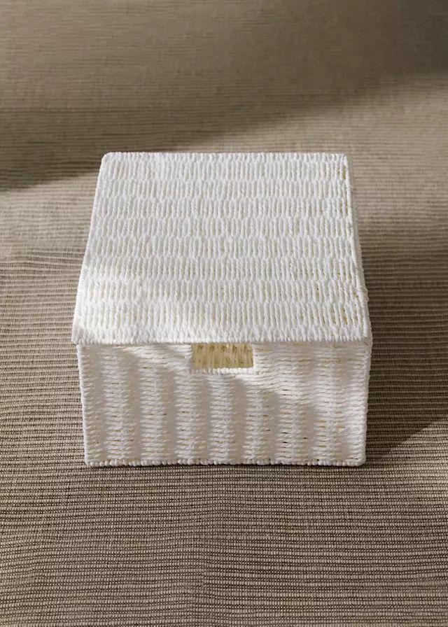 Средняя плетеная бумажная коробка из лозы MANGO 35 x 25 x 16 см цвет Белый