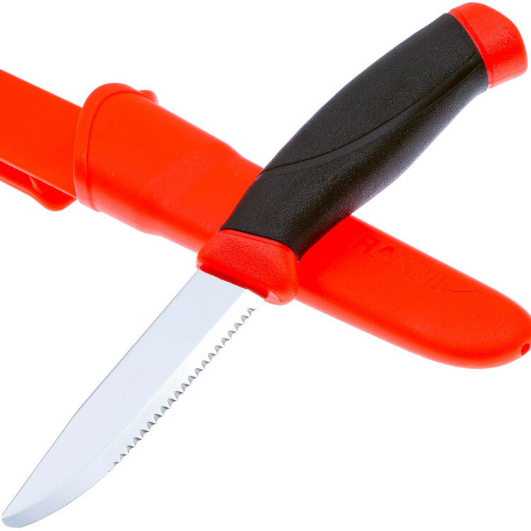 Нож Morakniv Companion F (11828) стальной лезв.99мм серрейт. заточка черный/красный - фото №19
