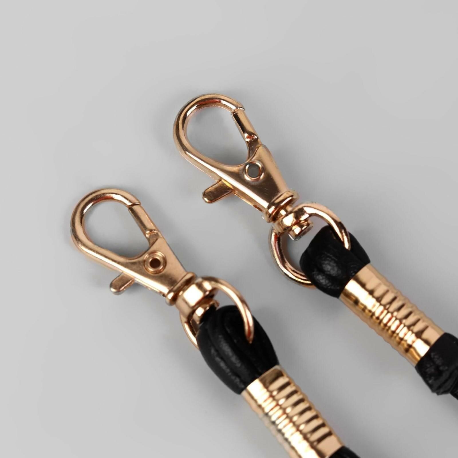 Ручка-шнурок для сумки, с карабинами, 120 × 0,6 см, цвет чёрный - фотография № 7
